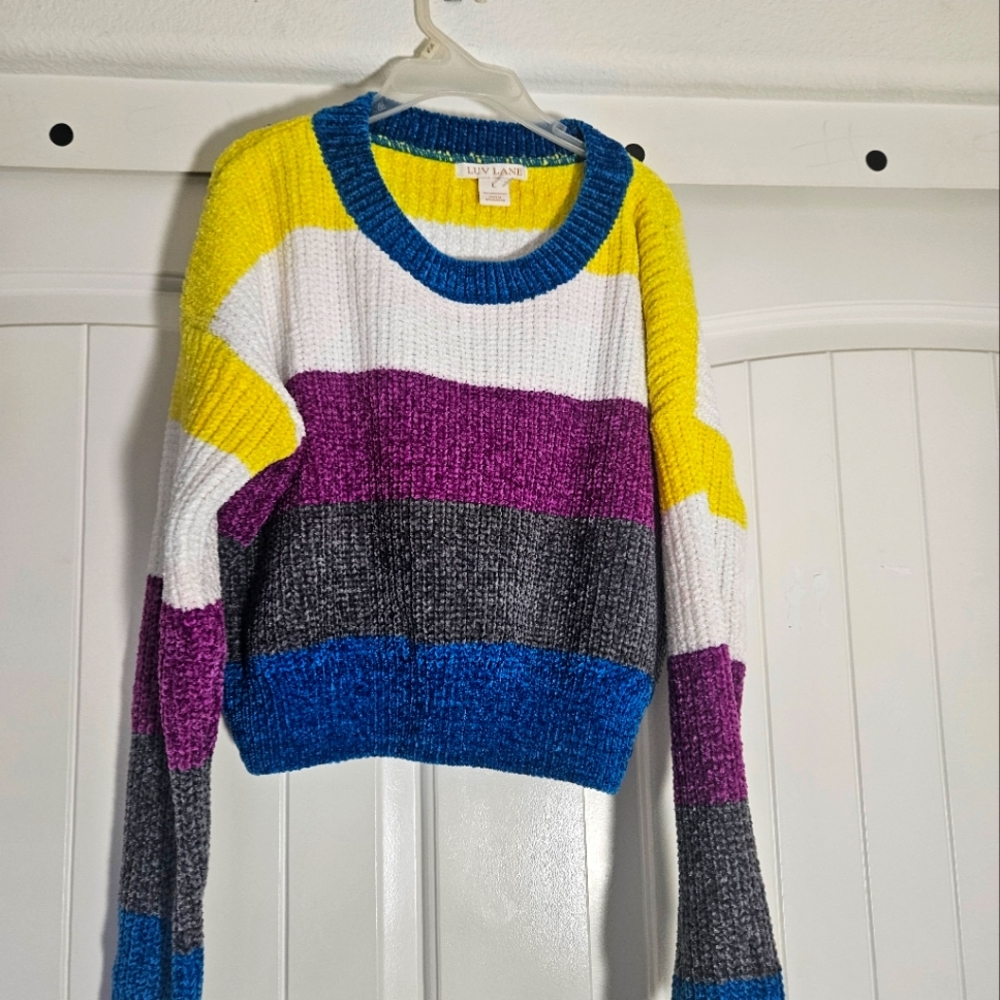 Luv Lane Crop Top Chenille Sweater Size L NWT